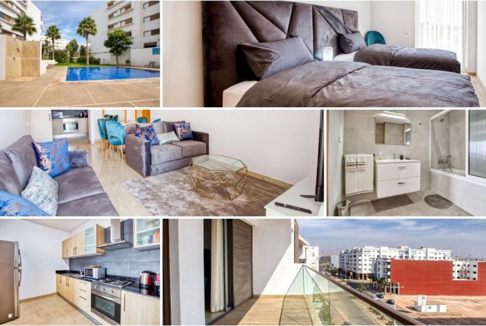 אגאדיר Luxury Apartment 100Sqm With Pool Near Beach Wifi Unlimited With Optical Fiber מראה חיצוני תמונה